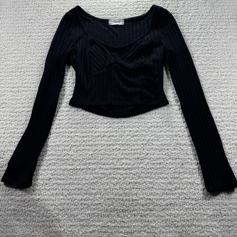 Altar'd State Black Long Sleeve Crop Top‎ XS